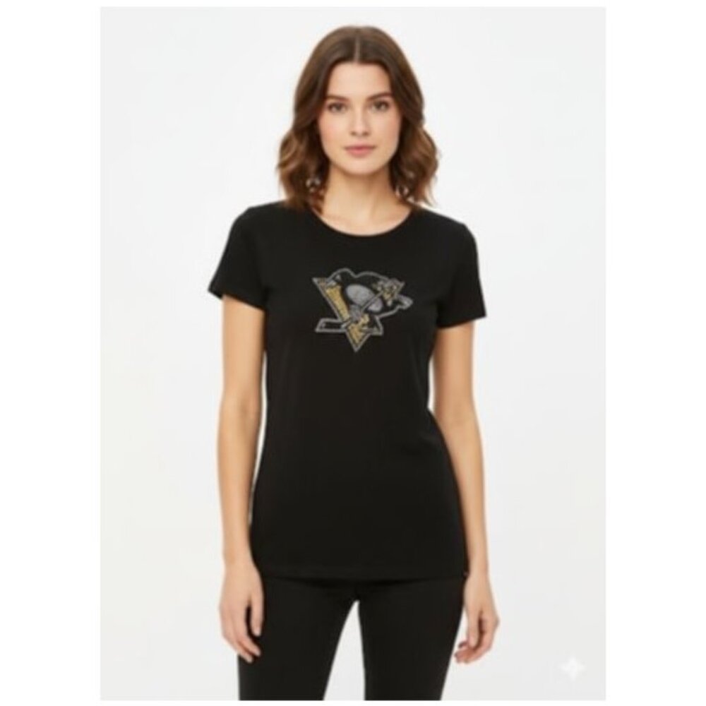 Pittsburgh Penguins Women's Womens Studded Tee T Shirt Top Larg Med Small NWT